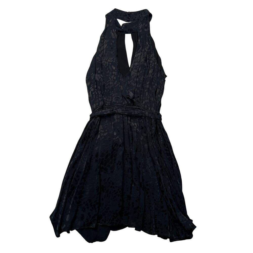 Anthropologie Halter Mini Dress XL Petite Black Jacquard Cocktail Party NWT - Picture 3 of 12